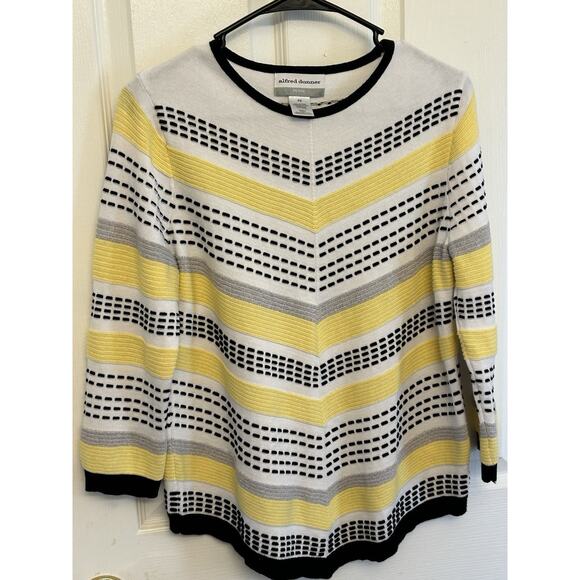Alfred Dunner Women Petite Small 3/4 Sleeve Pullover Yellow Sweater Top Easy Car - Picture 1 of 7